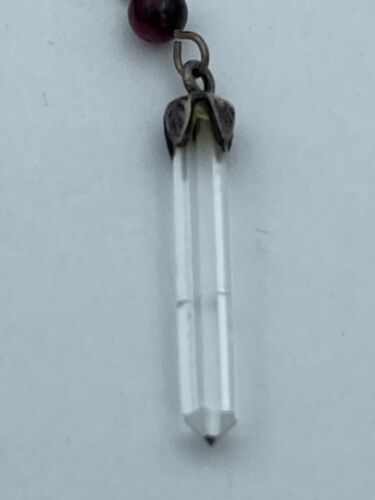 Vintage Sterling Art Nouveau Earrings Sterling Maiden Garnet Pearl Crystal - Image 4