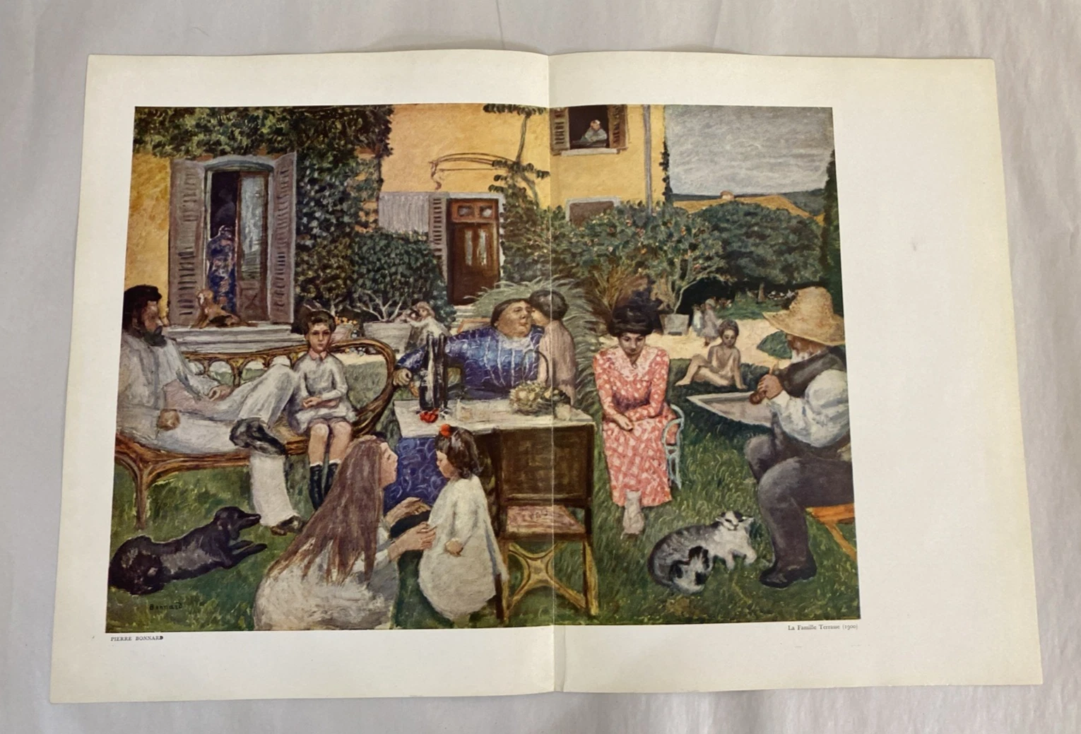 1939 Verve Bonnard La Famille Terrasse color gravure bifolio w/ Braccelli & Goya