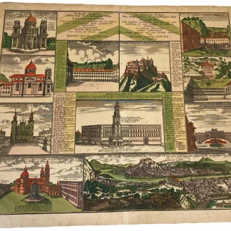 Salzburg, Prospect, anno 1740, Seutter Matthäus, altkoloriert (Kein Einband)
