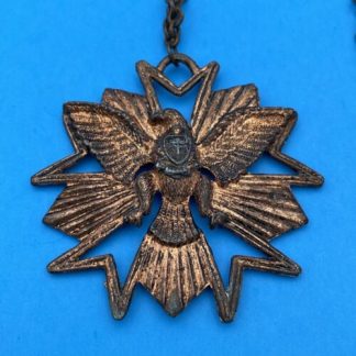 Vintage Copper Tone Heraldic Eagle Shield Crest Coat Of Arms Pendant Large Cast
