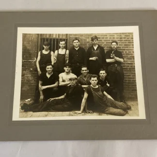 1922 Newark Evening News press crew photo, mounted 8.5x6.5 on 12x9 board, Newark