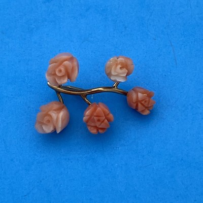 Vintage Genuine Coral Hand Carved Rose(s) Pendant - Image 2