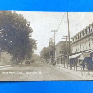 RPPC Deer Park Ave Babylon NY Star Laundry Trolley Tracks Smith & Salmon No 5850