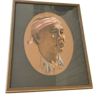 1973 J. Birch signed pastel portrait 'Fred' framed, Kramer Picture Frames LA, CA
