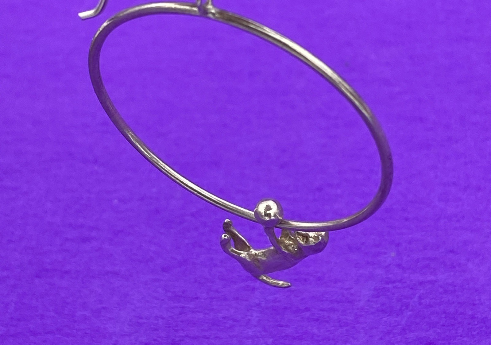 Vintage 925 Cat Hanging On Loop Dangle Sterling Silver Earrings - Image 4