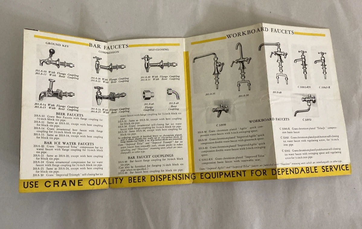 1933 Crane Co. Beer Dispensing Equip brochure, Circular 640-C foldout Chicago IL - Image 7