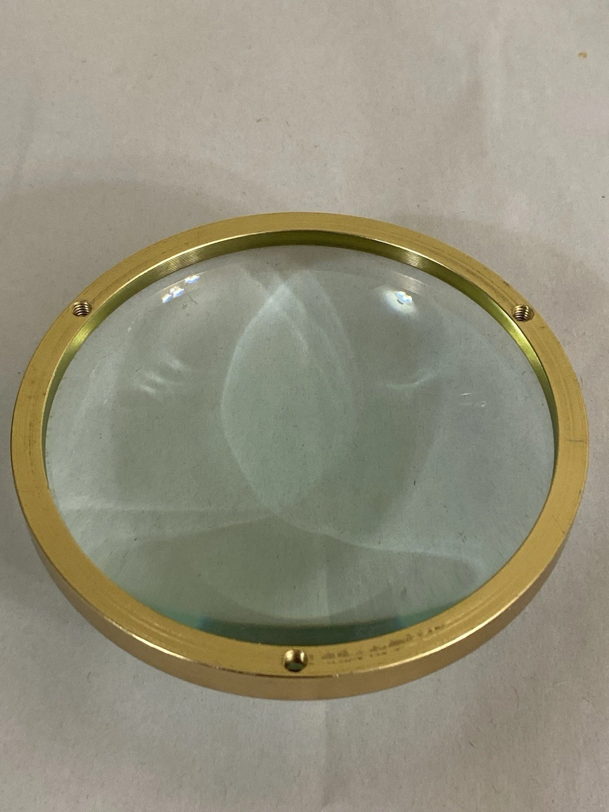 Vintage Brass Plano-Convex Desk Magnifier Bullseye, c.1950–70, 1 lb 2 oz - Image 2