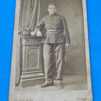 Circa 1870s Swiss Military Soldier CDV R Bühlmann Thun Switzerland Antique Photo