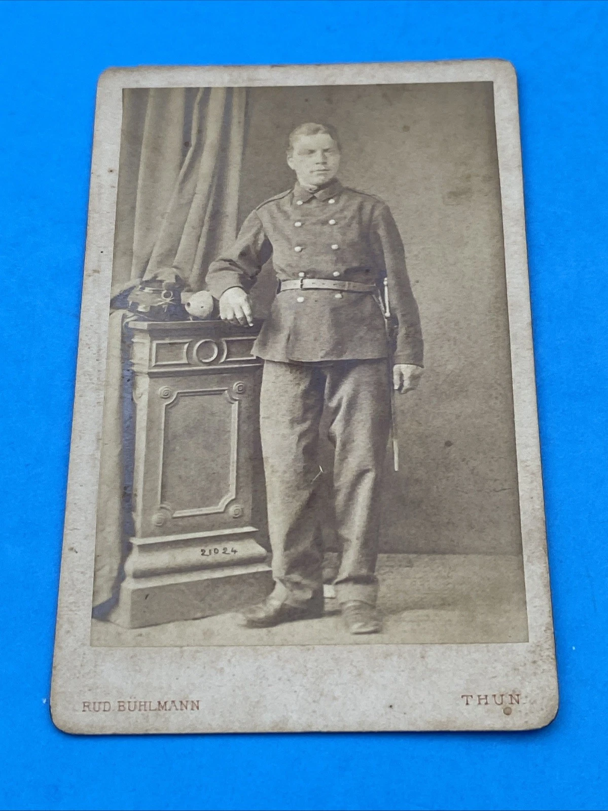 Circa 1870s Swiss Military Soldier CDV R Bühlmann Thun Switzerland Antique Photo