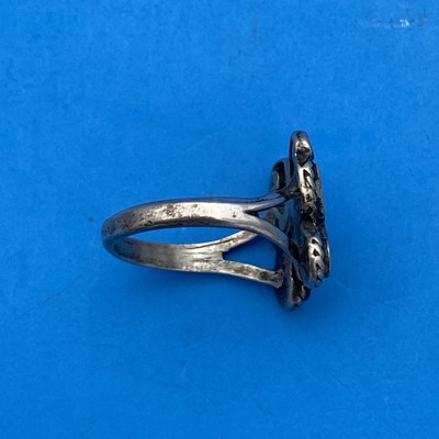 Vintage Sterling Silver Turquoise & Mother of Pearl Butterfly Ring Size 8 - Image 4