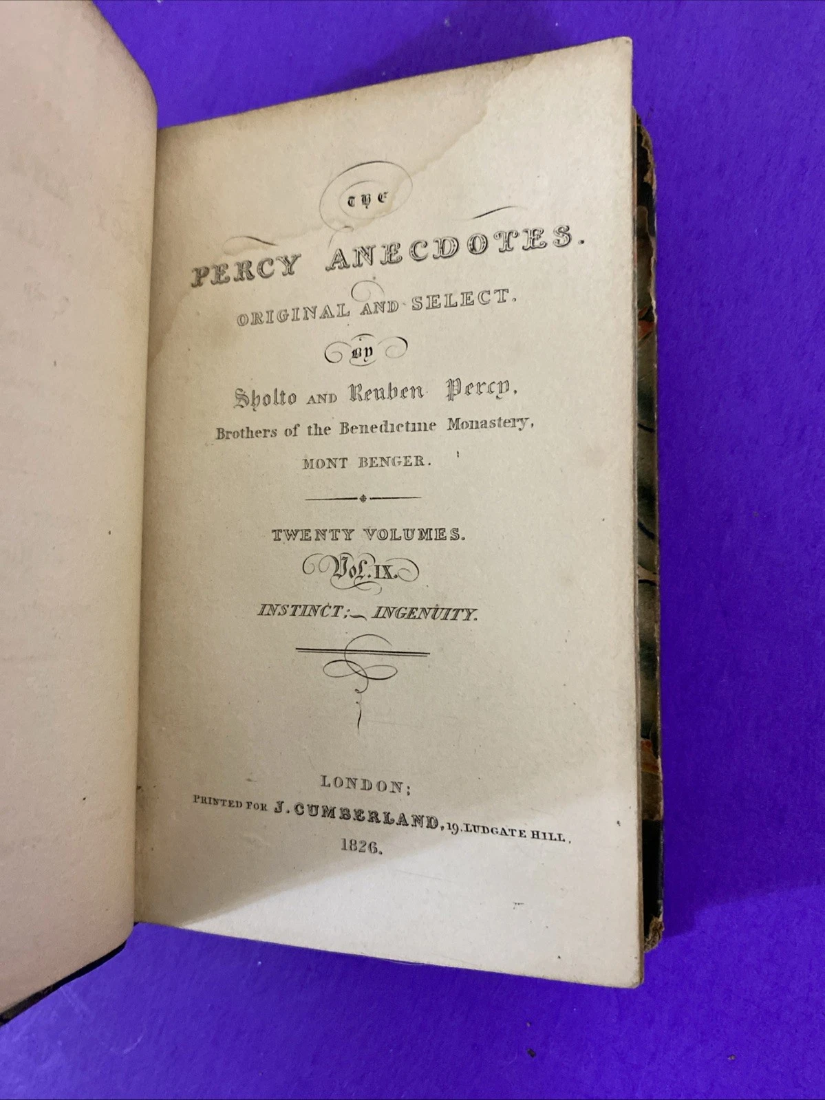 1826 Percy Anecdotes Vol IX Instinct Ingenuity John Rennie Leather Book - Image 6