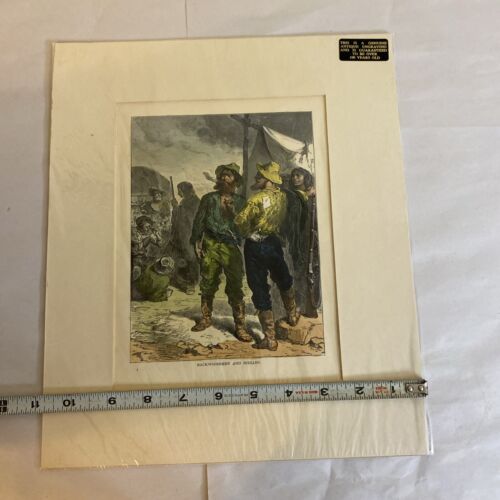 OLD AMERICAN WEST Backwoodsmen & Indians - Antique Colored Print c1880 - Image 7