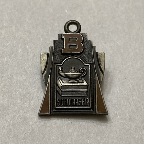 Vintage Silver Tone “B” Scholarship Award Pendant Charm Star Eng Houston Tex