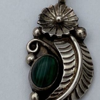 Southwest Style Sterling Silver Dark Green Turquoise Pendant 3.8 Grams