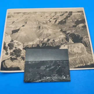 Grand Canyon South Rim pair, 1930s–50s gelatin silver photos, 8x10 and 3.75x4.75
