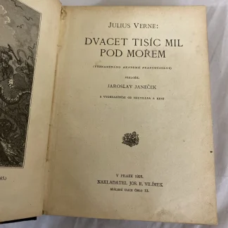 1928 Jules Verne Dvacet Tisic Mil Pod Morem Czech Illustrated Vilimek Book