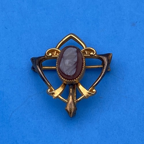 Unusual gilt and cameo pendant watch bow pin c1890 - Image 2