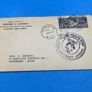 1926 CAM-6 First Flight Airmail Cover Dearborn MI to Cleveland, Feb 15 Marked