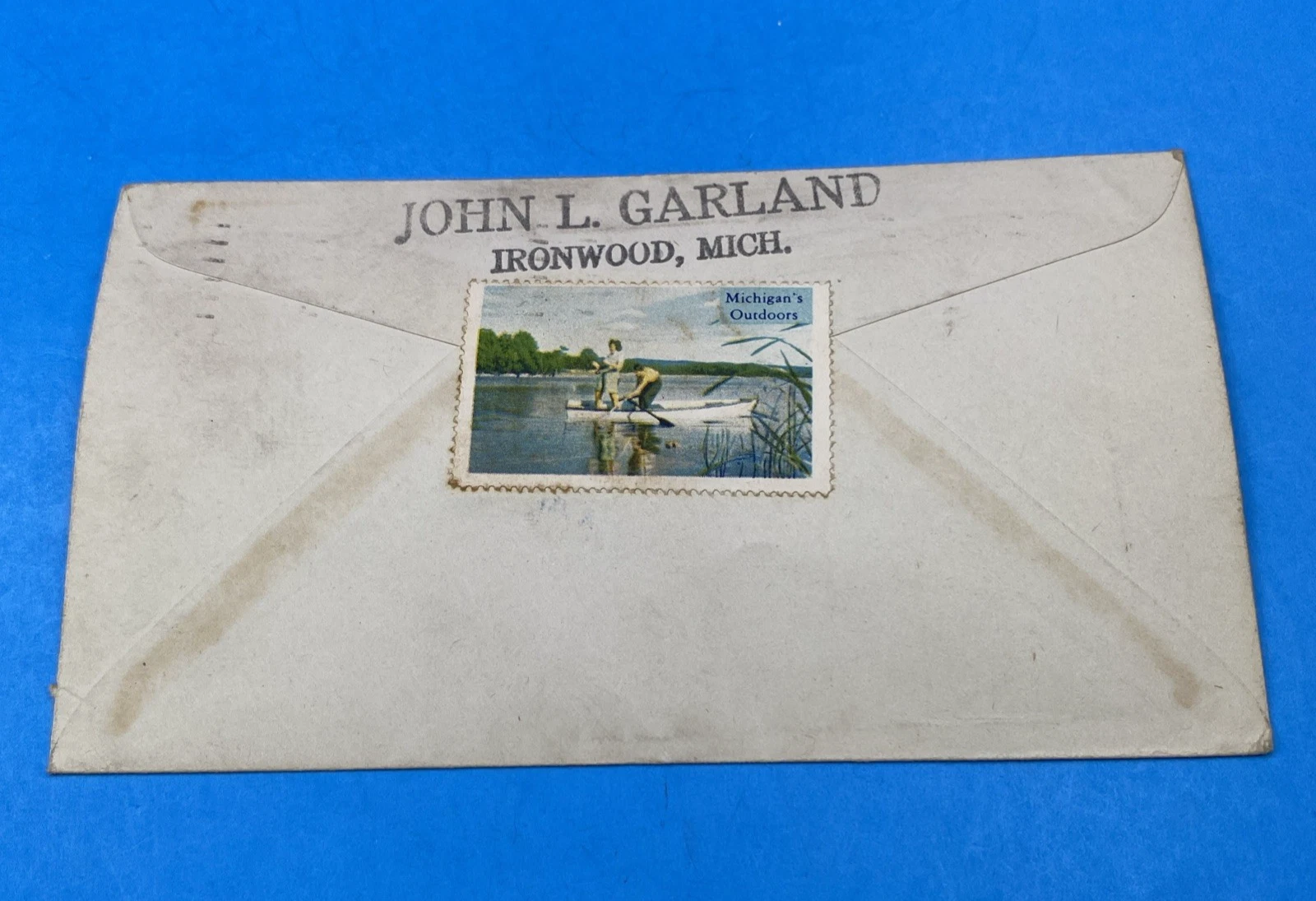1945 Ironwood MI WWII Mining Patriotic Cover J.L.G.3 Garland to APO 986 Aleutian - Image 4