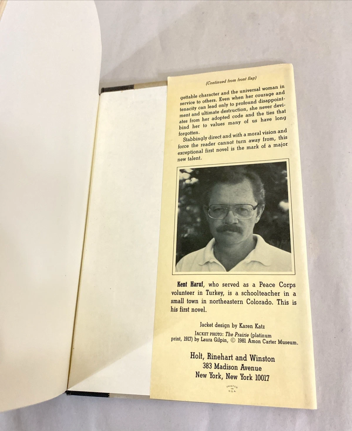 1984 The Tie That Binds Kent Haruf First Edition 1st Printing w/ Dust Jacket HRW - Image 7