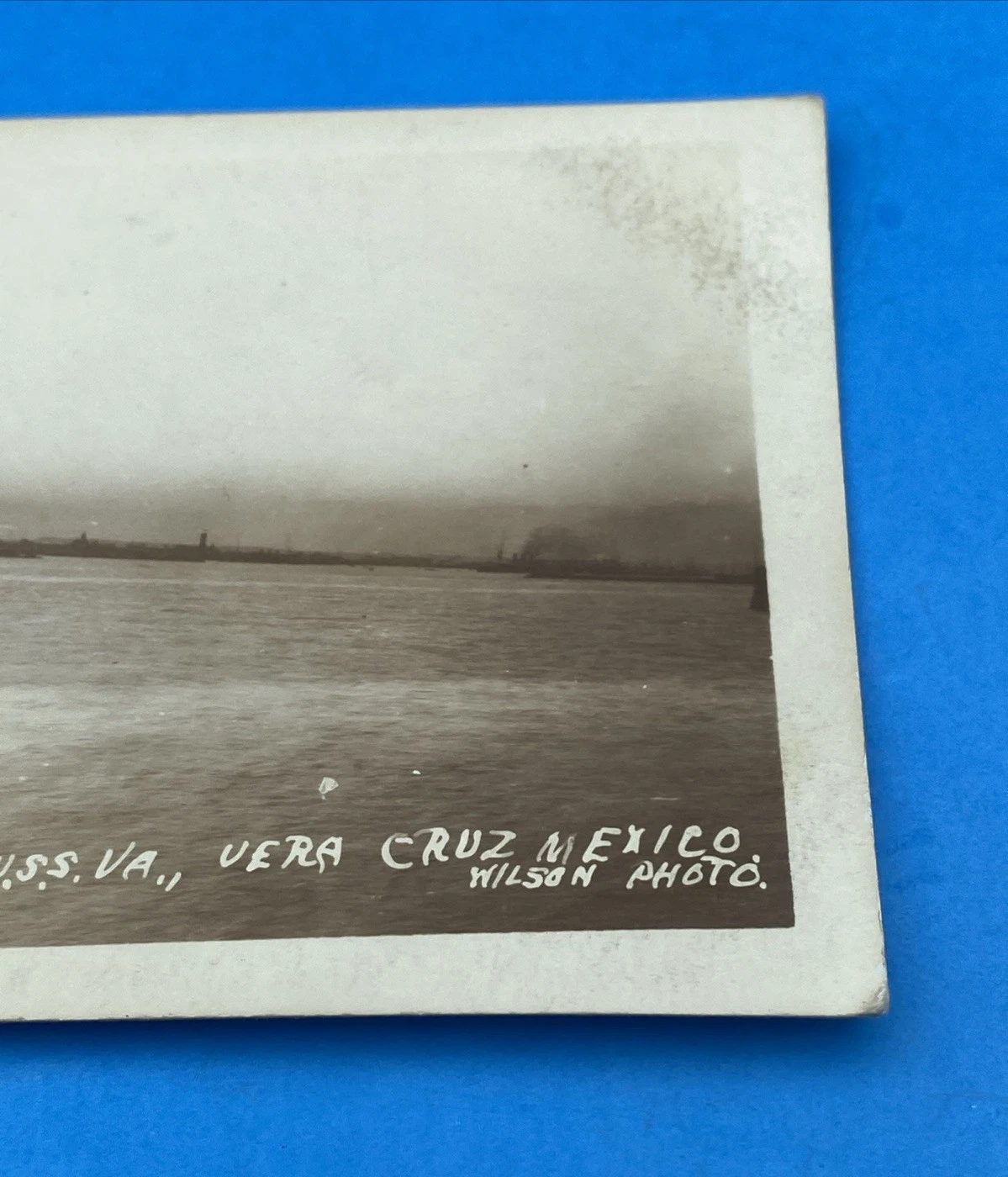 1914 USS Virginia Vera Cruz Mexico Mt Orizaba Wilson Photo RPPC AZO Rare US Navy - Image 3