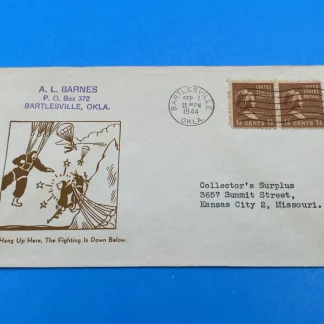 WWII Patriotic Cover ANG 12 Parachutists Bartlesville Oklahoma 1½¢ Prexie cachet