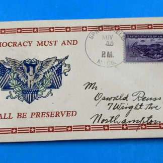 WWII Patriotic Cover Hand-Colored Cachet Corregidor Stamp Democracy Theme