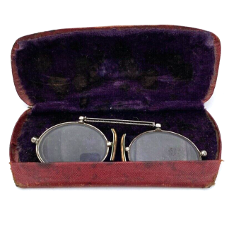 Antique Astig Pince Nez Eye Glasses - Eyeglasses With Original Case