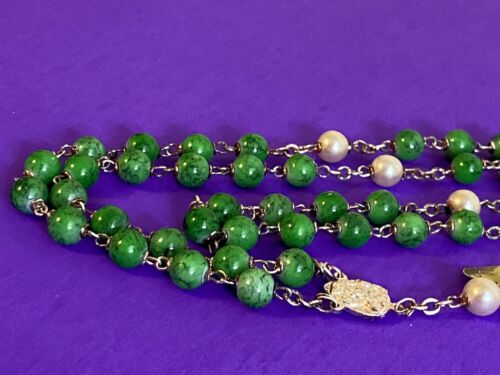 Pope John Paul II- Green Glass Beads Rosary, Italy, Catholic, 20” - Image 4