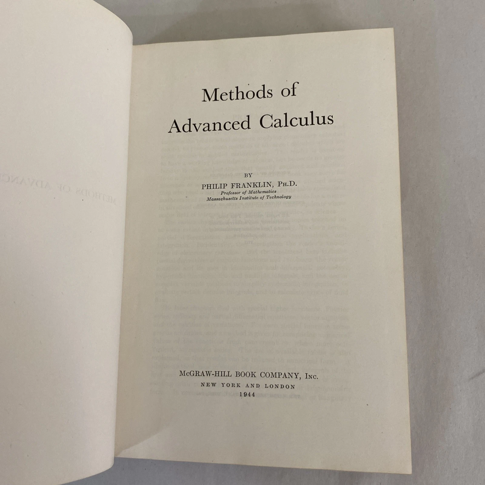 Methods of Advance Calculus Philip Franklin McGraw-Hill 1st Edition 1944 HC - Image 5
