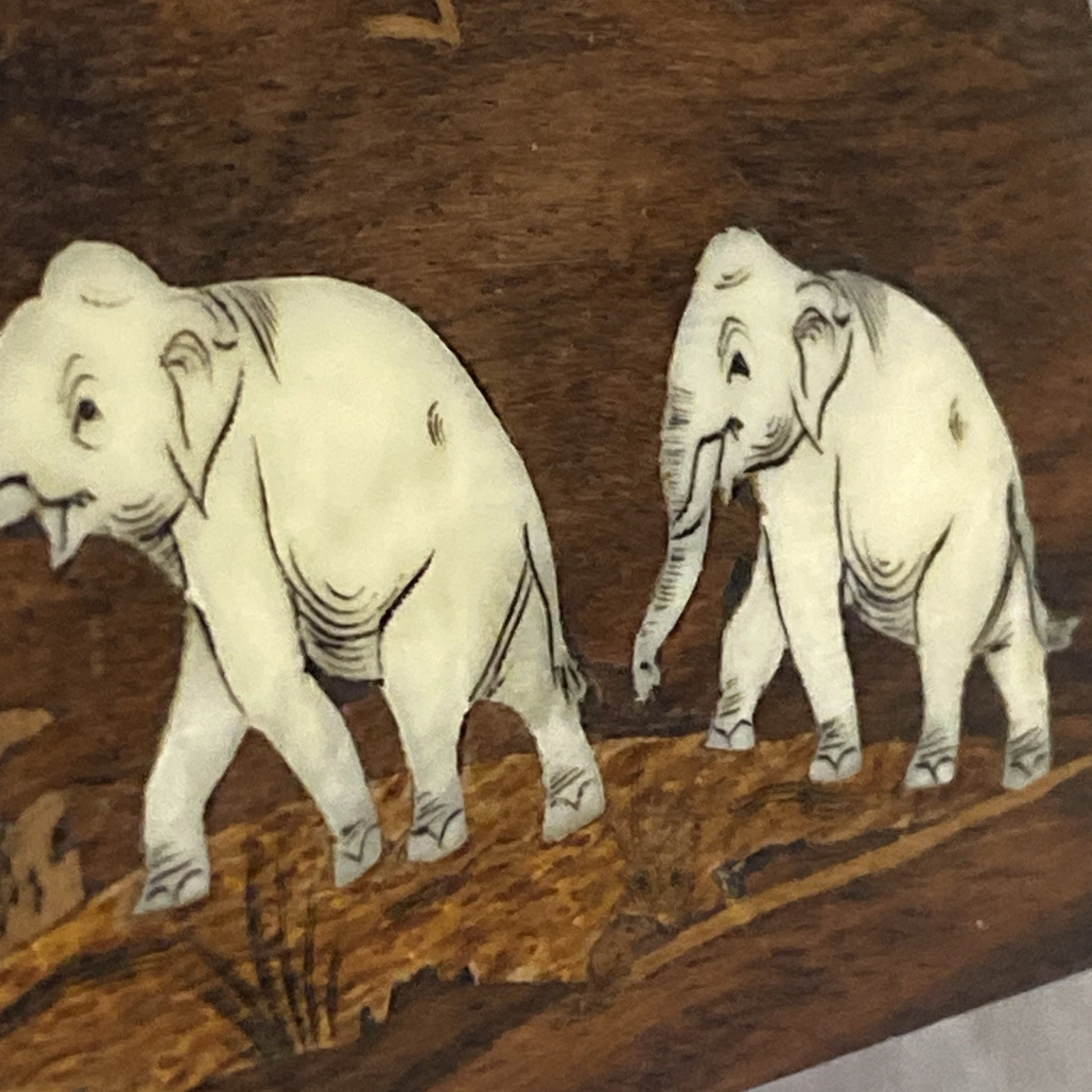 Vintage Indian Rosewood Bone Inlay Elephant Paperweight Desk Letter Weight Small - Image 4