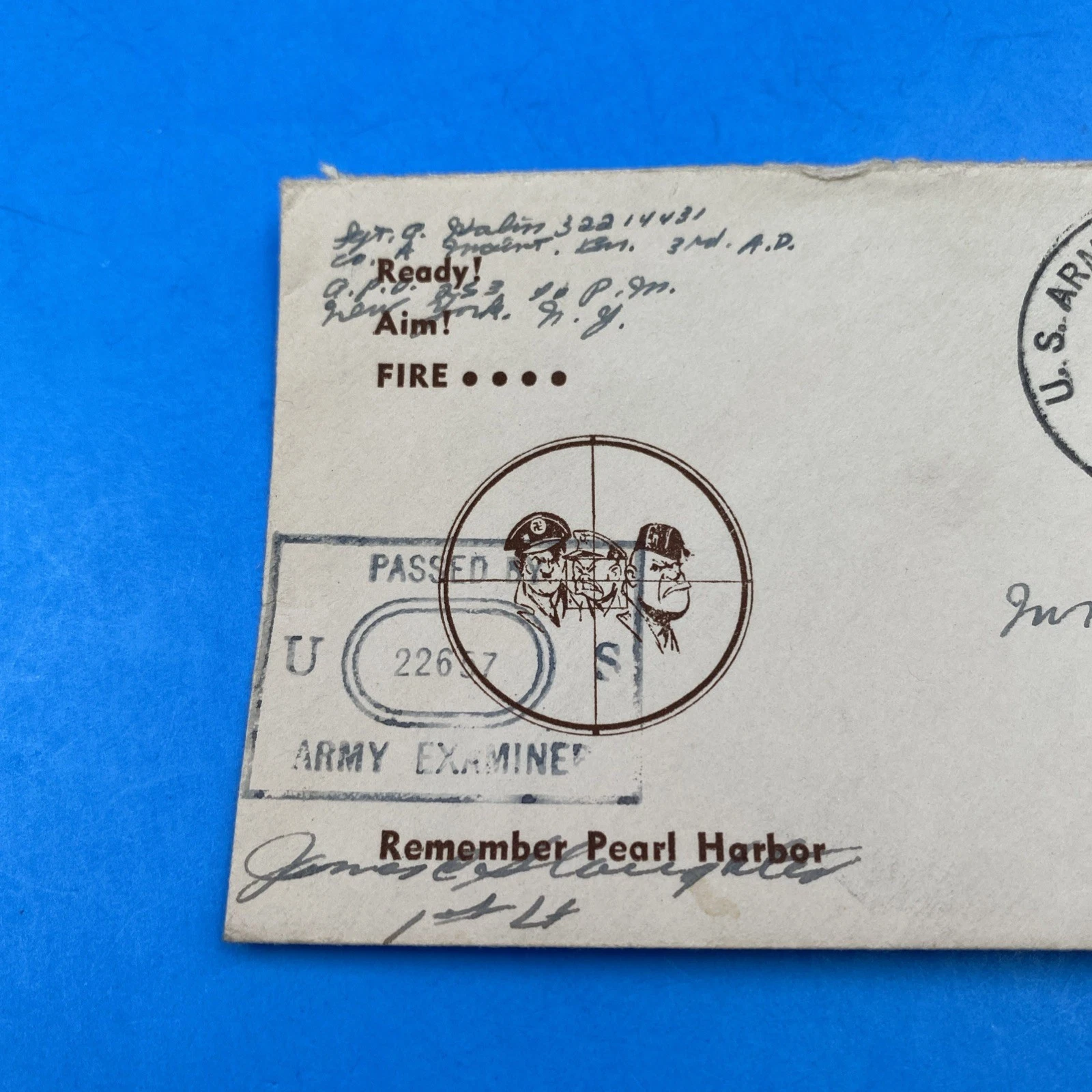 1943 APO 253 Soldier’s Free Mail, Wincanton UK, 'Remember Pearl Harbor' Cachet - Image 2