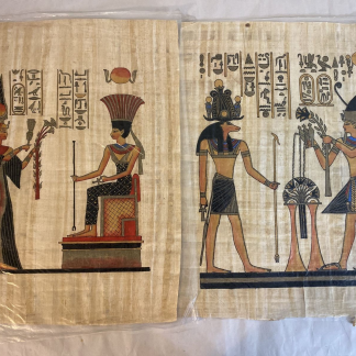 Two Egyptian Painting on papyrus paper with certificate from Delta papyrus
