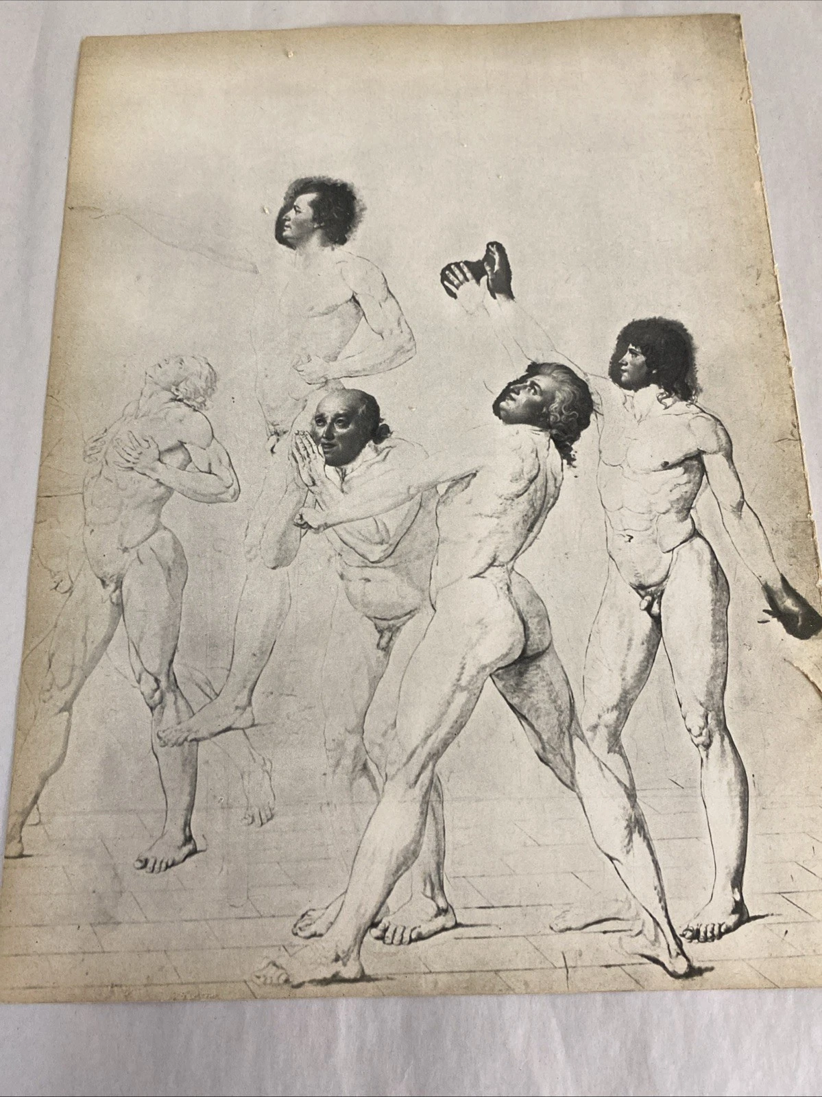 Verve 1939 single leaf: French male studies after David + Bracelli Harlequin art - Image 6
