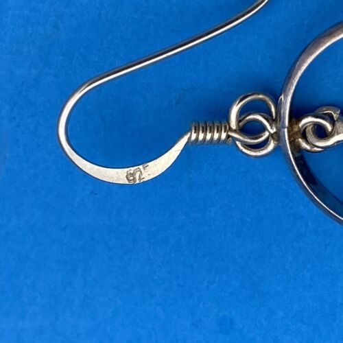 VINTAGE .925 Sterling Silver Dual Floating Dolphin Hoop Earrings, French Wires - Image 4