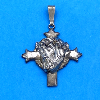 Vintage Sterling Silver Jesus Cross Religious Unique Pendant Christianity