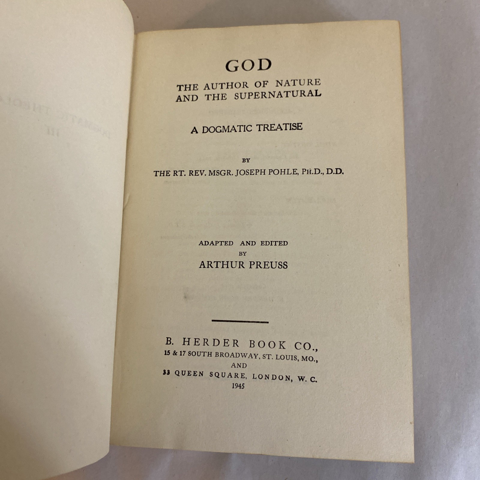 God, The Author Of Nature And The Supernatural Joseph Pohle 1945 Arthur Preuss - Image 6