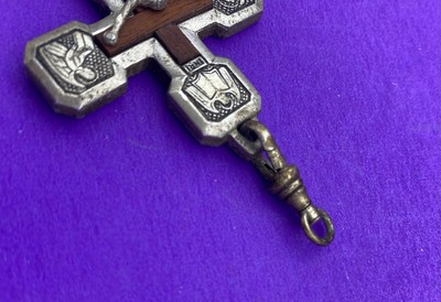 Via Crucis Crucifix Pendant, Wood Inlay Silver Tone, ITALY, Christianity, Jesus - Image 10