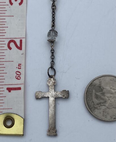 Vtg Rosary Clear Crystal Beads, Sterling Silver, Virgin Mary, Jesus Christianity - Image 7