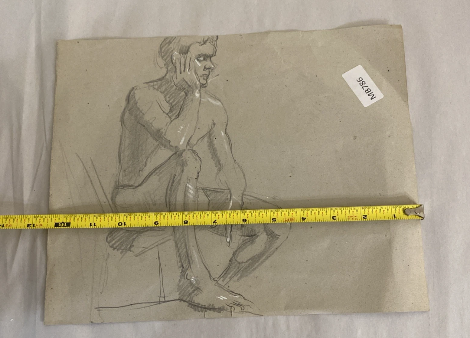 Rare Frances Watt Double-Sided Nude Figure Study Drawing in Graphite w/ COA - Image 6