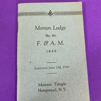 1949 Morton Lodge No. 63 Masonic Hempstead NY Pocket Directory Booklet