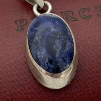 Vintage Sterling Silver Taxco Sodalite Pendant Mexico Solid 925 Silver - T2 17