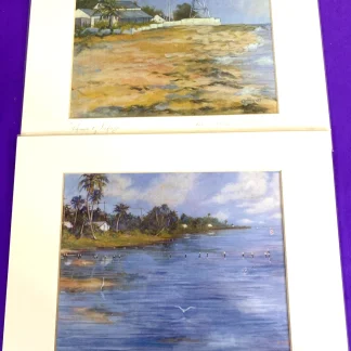 Gabby DuCharme Signed Florida Prints House of Refuge Conchy Joe's Pair Stuart FL
