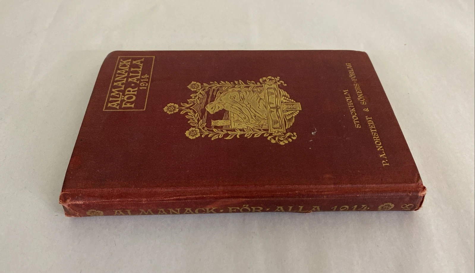 1914 Almanack för alla, Norstedt Stockholm—maps, mushrooms, heraldry, gilt cloth - Image 2