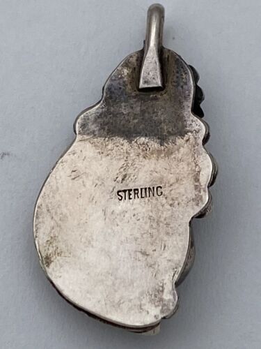 Southwest Style Sterling Silver Dark Green Turquoise Pendant 3.8 Grams - Image 3