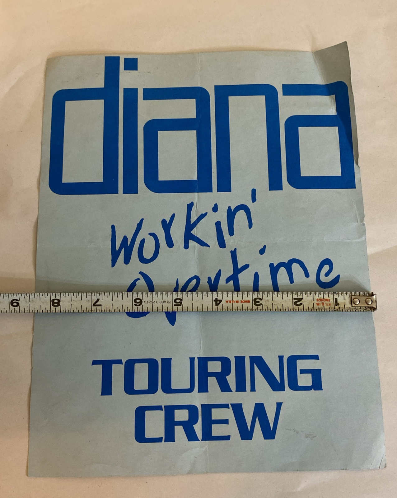 Diana Ross Workin' Overtime 1989 Touring Crew Door Notice & Pass - Image 4