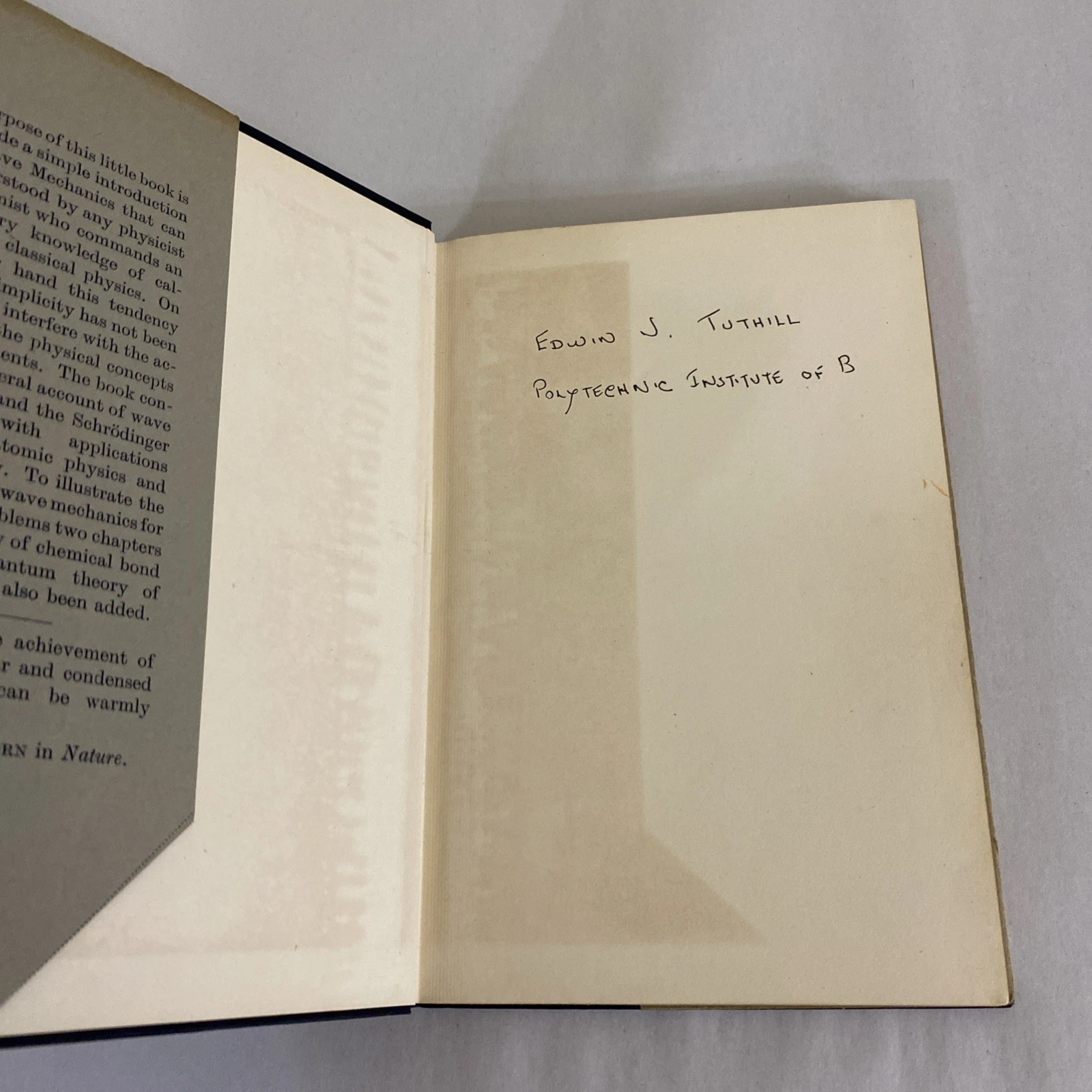 Elementary Wave Mechanics Heitler 1950 Oxford Clarendon HC w/ DJ, Brookhaven BNL - Image 2