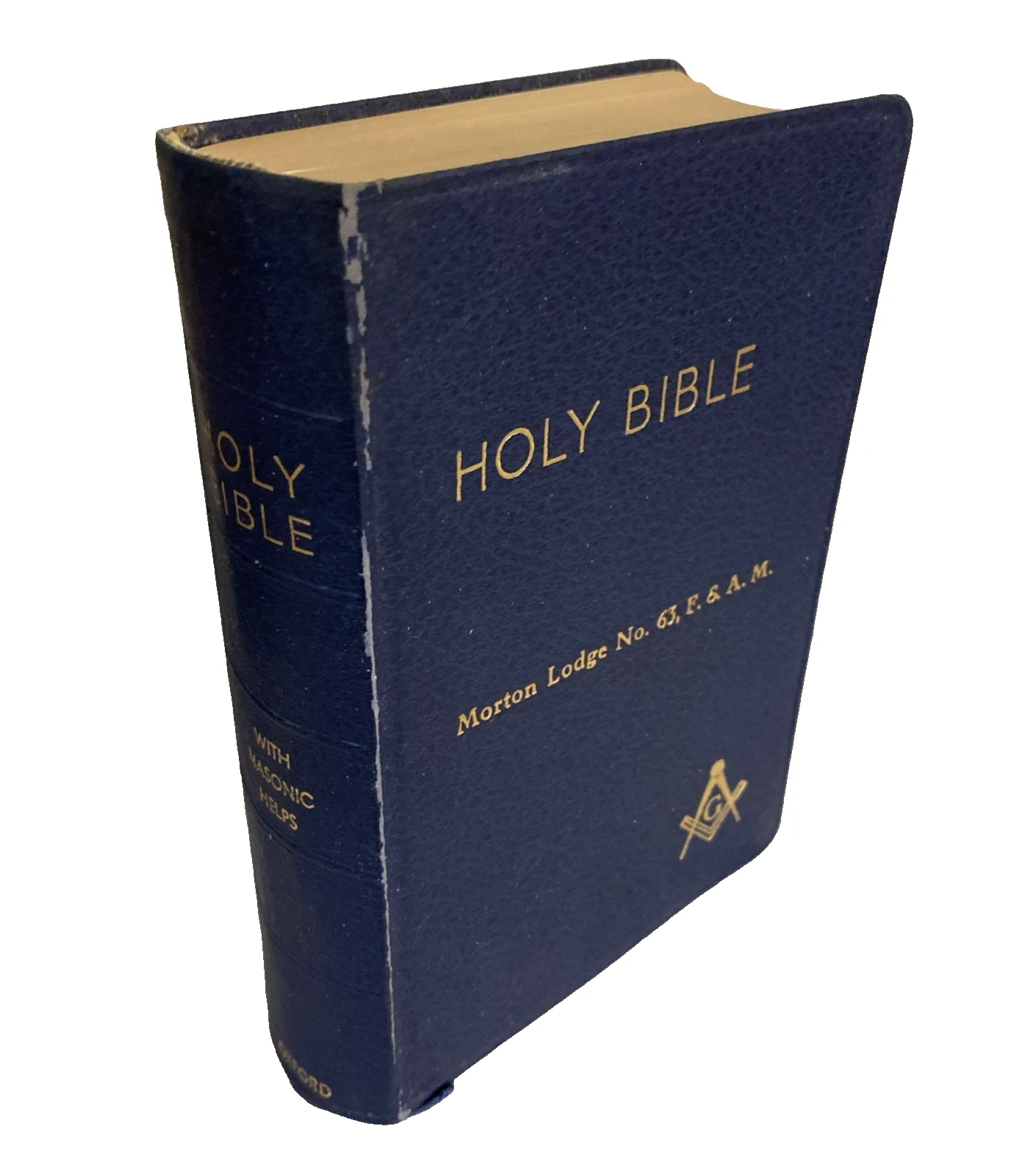 1949 Morton Lodge No 63 Masonic Oxford Bible J.T. Brooks Original Box NY