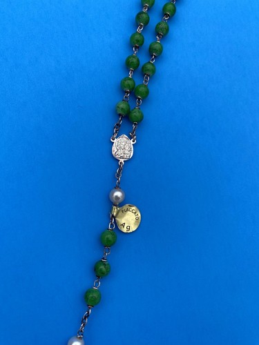 Pope John Paul II- Green Glass Beads Rosary, Italy, Catholic, 20” - Image 12