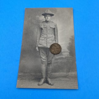 Antique Cook Collection Photo - WWI Army Soldier Campaign Hat - Rare Find - RPPC